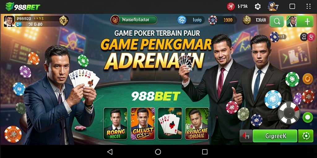 Gameplay seru dalam aplikasi Poker 988BET.