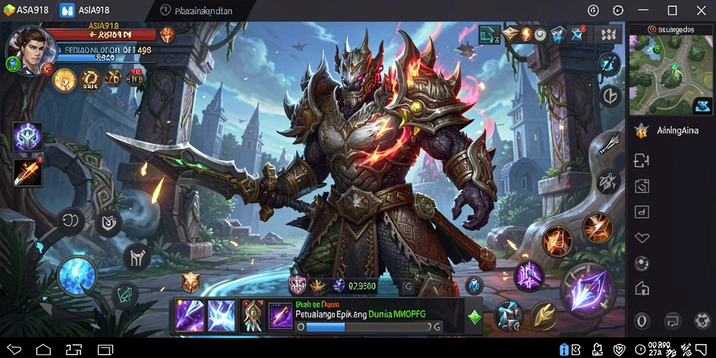 Screenshot gameplay ASIA918 yang menunjukkan pertarungan epik di dunia MMORPG.