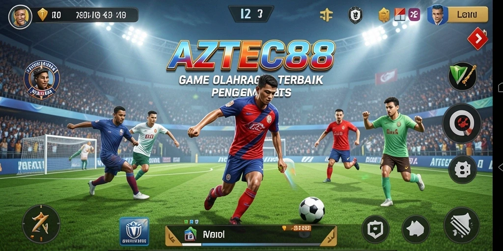 Tangkapan layar gameplay AZTEC88 yang menunjukkan kompetisi olahraga seru.