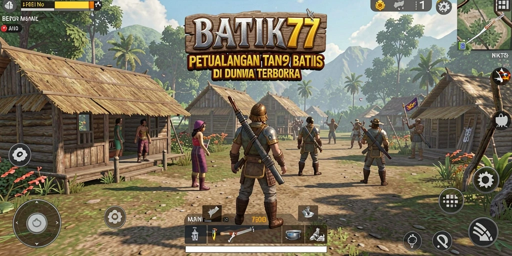 Tangkapan layar BATIK77 menampilkan pemandangan indah dalam dunia terbuka.
