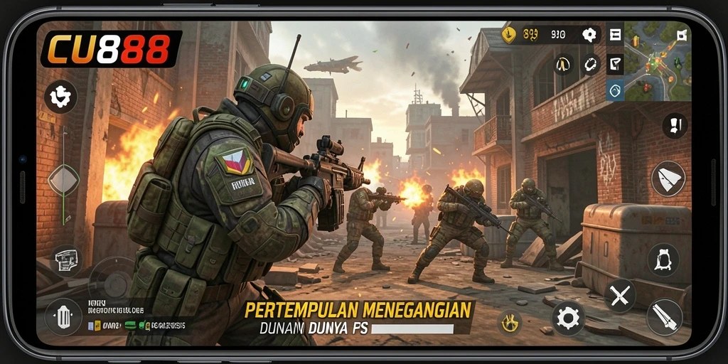 Gameplay CU888 dengan aksi pertempuran yang mendebarkan.