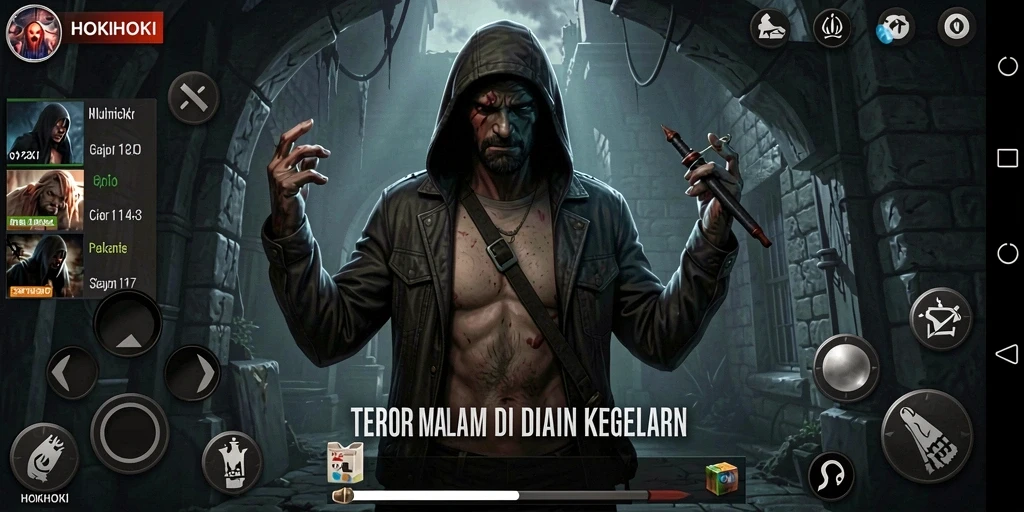 Screenshot gameplay HOKIHOKI yang menunjukkan ketegangan horor melanda.