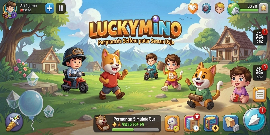 Tampilan gameplay LUCKYMINO yang menarik dan penuh warna.