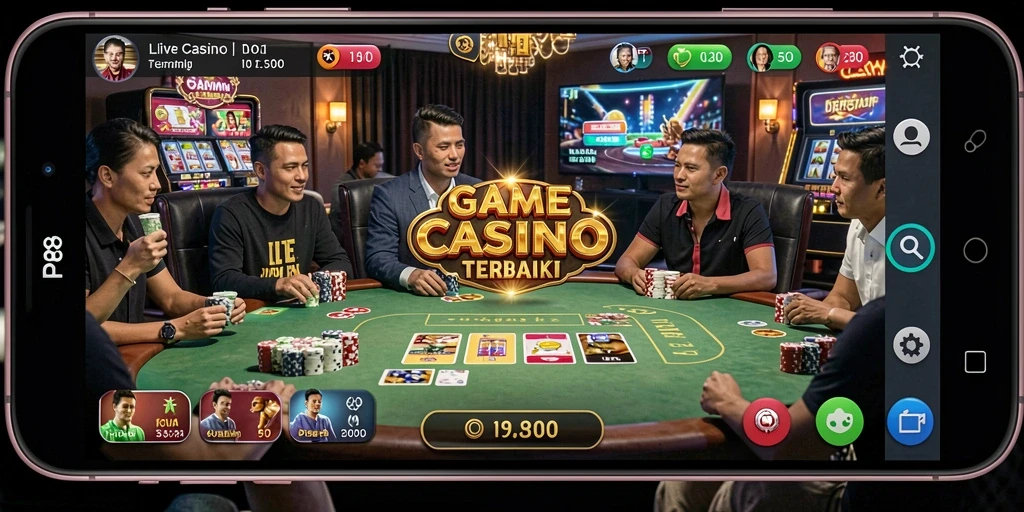 Tampilan gameplay Live Casino yang menarik di aplikasi RP8.