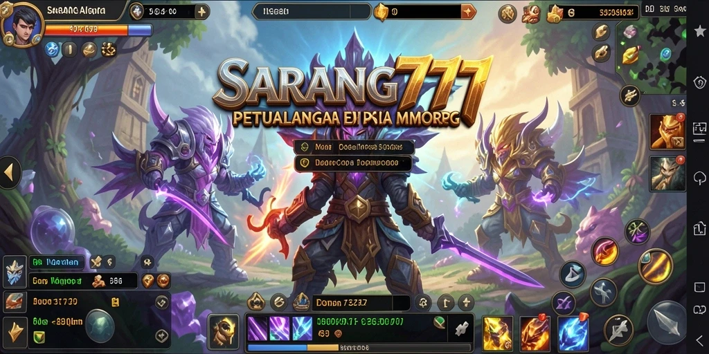 Tampilan dinamis dalam gameplay epik SARANG777 di dunia MMORPG.